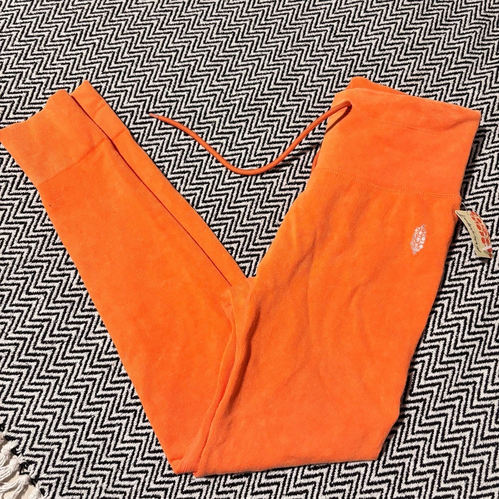 Free People Movement Mandarin Red Orange W/Drawstring Leggings Size M/L - Picture 10 of 11
